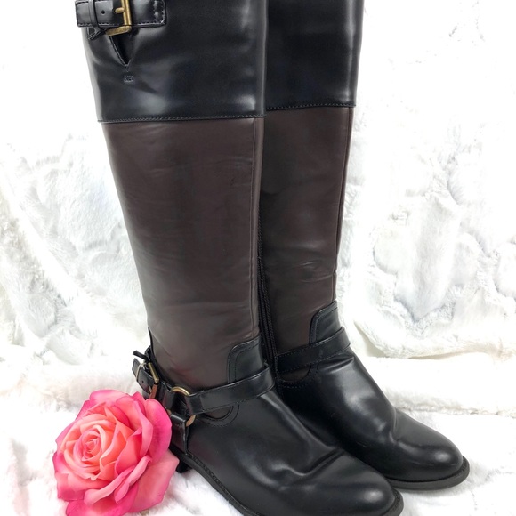 Chaps Brown And Black Rider Boots with a Buckle 7B - Picture 3 of 14